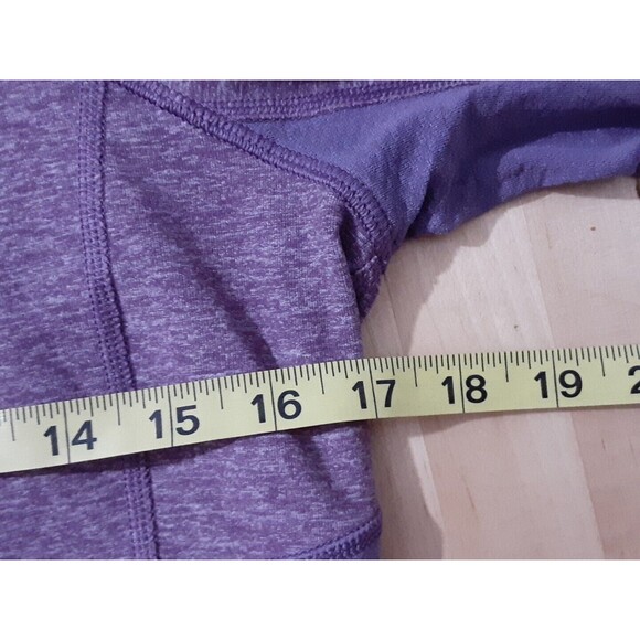 Lululemon size 8 Pull-Over Top Long Sleeve Cold 1/4 zip Hands Warm Heart Purple - Picture 8 of 9